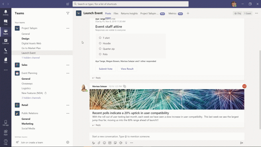 microsoft teams window showing chat popout