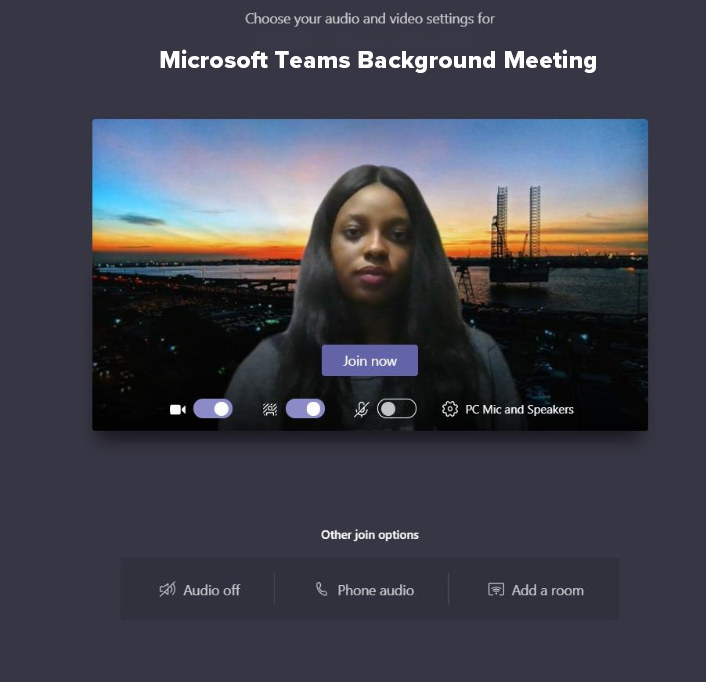 microsoft teams virtual background sample with a face