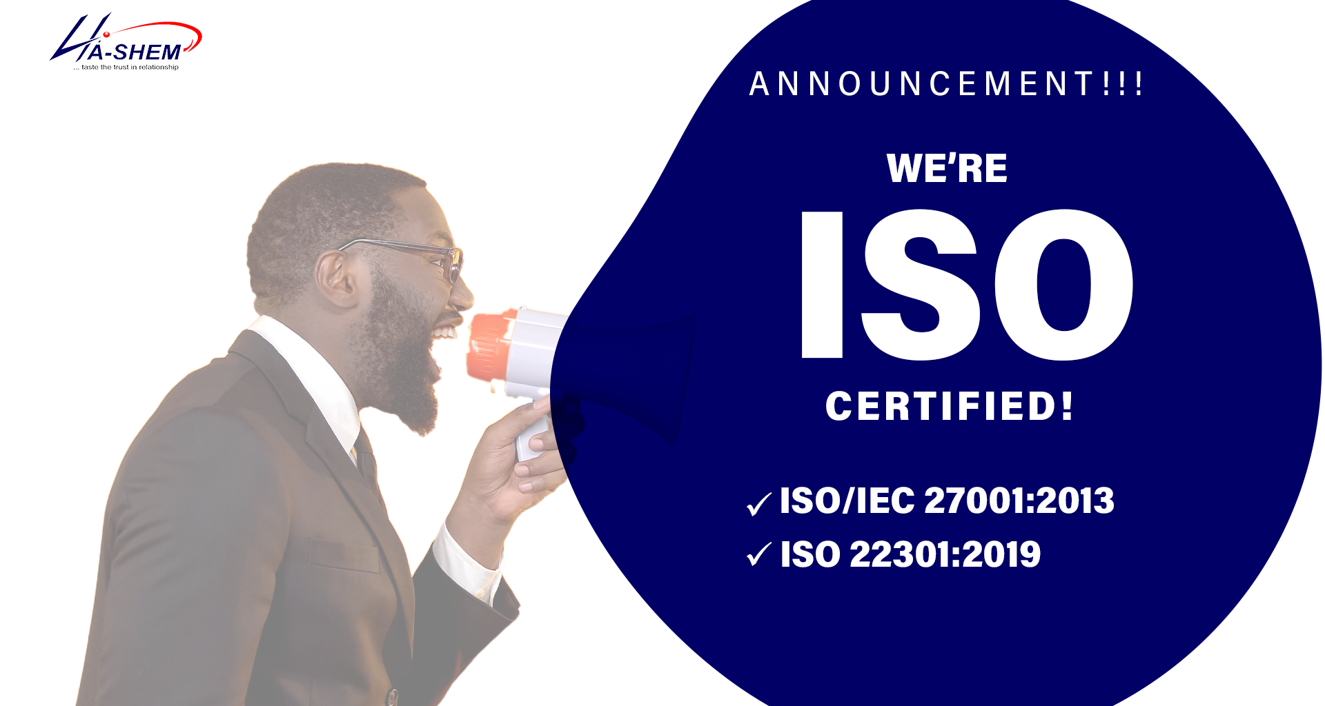 Ha-Shem Limited Lands New ISO Certifications: ISO/IEC 27001:2013 and ISO 22301:2019
